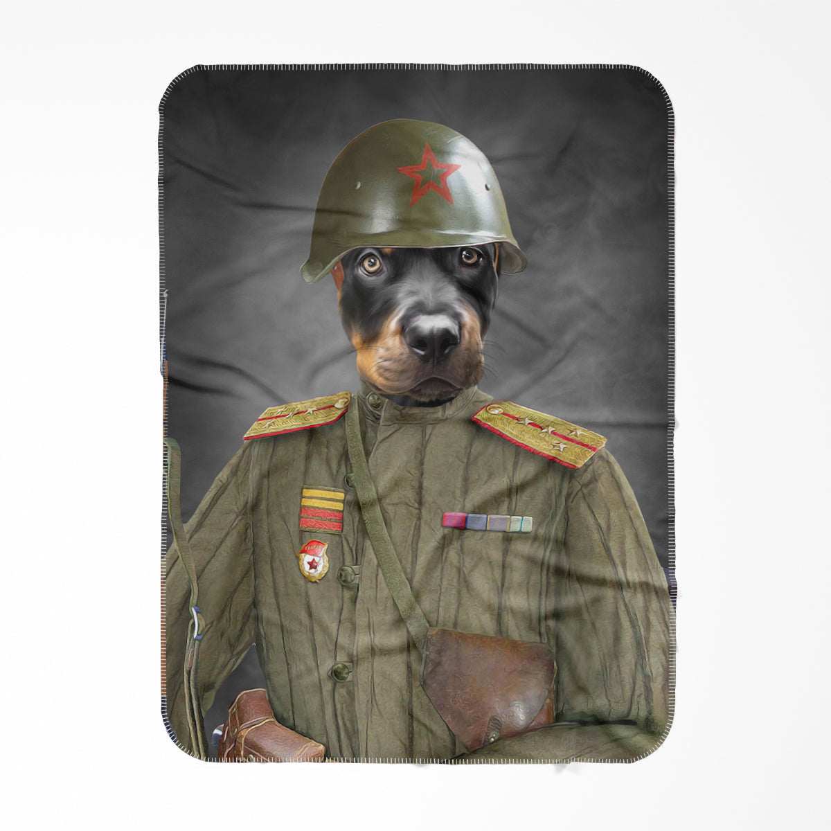 The World War Soldier: Custom Pet Blanket - Paw & Glory - Pawandglory, dog picture blanket, blanket with dogs face, art pet portraits, pet photo portraits
