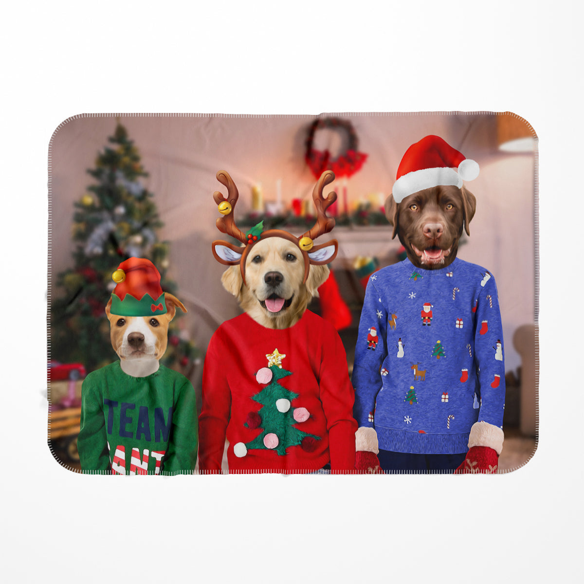 The Kids Christmas: Paw & Glory, pawandglory, Pet Portraits blanket, pet picture on blanket, custom pet blanket, dog photo blanket, blanket with dog on it, dog on blanket, best pet photo blanket