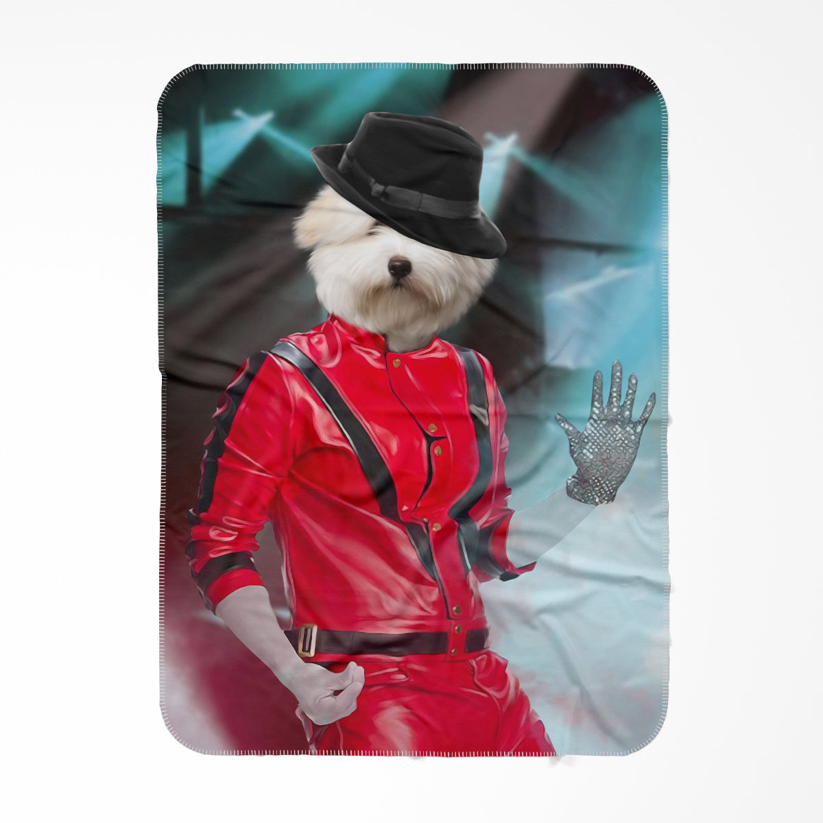 The Michael Jackson Paw & Glory, pawandglory, Pet Portraits blanket, pet picture on blanket, custom pet blanket, dog photo blanket, blanket with dog on it, dog on blanket, best pet photo blanket