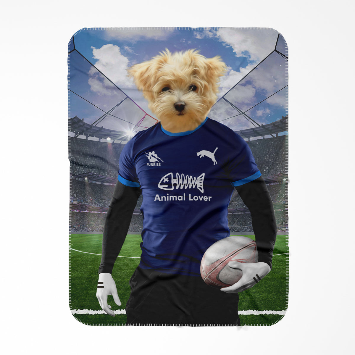 Scotland Rugby Team: Paw & Glory, paw and glory,  Pet Portrait blanket, paw blanket, blanket with dogs face, pet portrait dog head blanket, custom pet blanket
