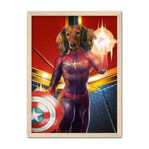 Captain Marvel: Custom Pet Portrait - Paw & Glory, pawandglory, dog portraits admiral, pet portraits usa, pet portrait singapore, dog portraits admiral, dog portraits as humans, admiral dog portrait, pet portrait