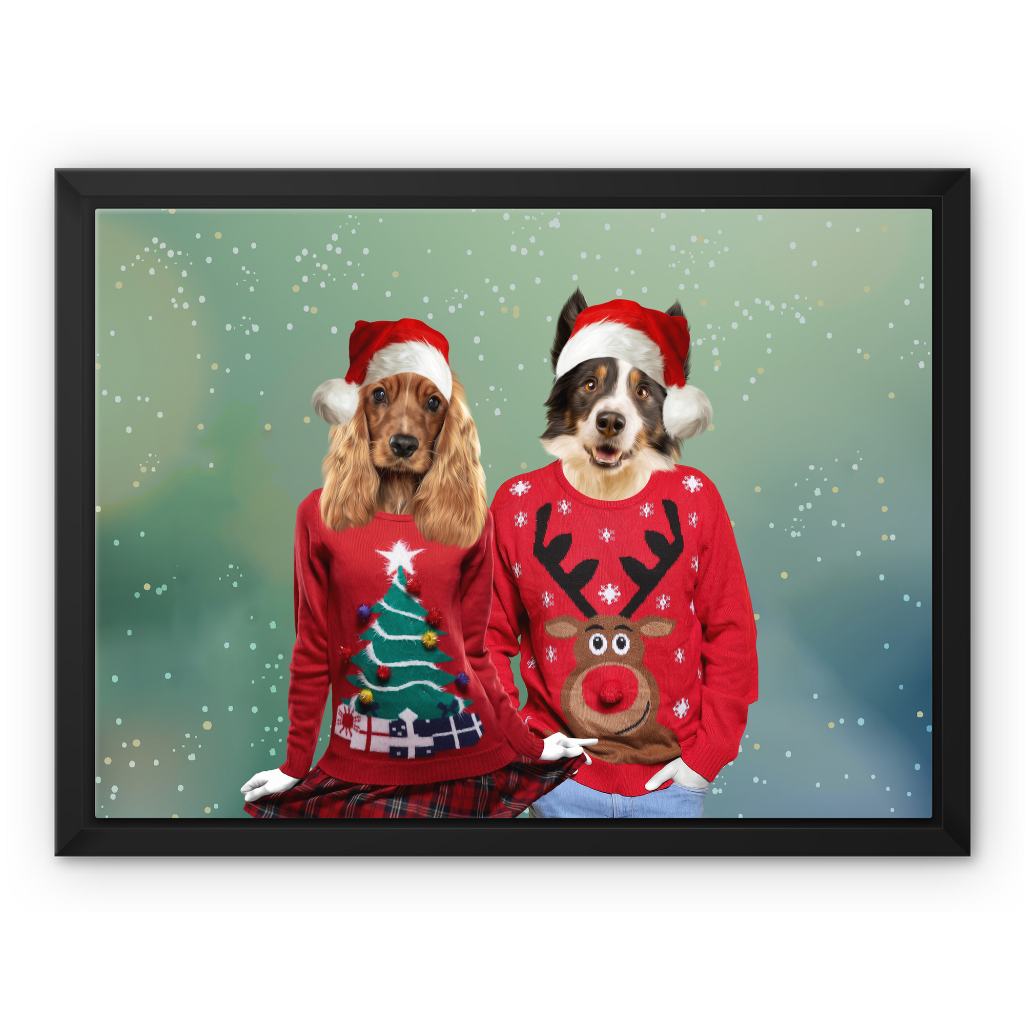 Christmas Jumper Duo: Custom Pet Canvas - Paw & Glory - #pet portraits# - #dog portraits# - #pet portraits uk#paw & glory, custom pet portrait canvas,dog pictures on canvas, canvas dog blanket, dog wall art canvas, custom dog canvas art, dog canvas print