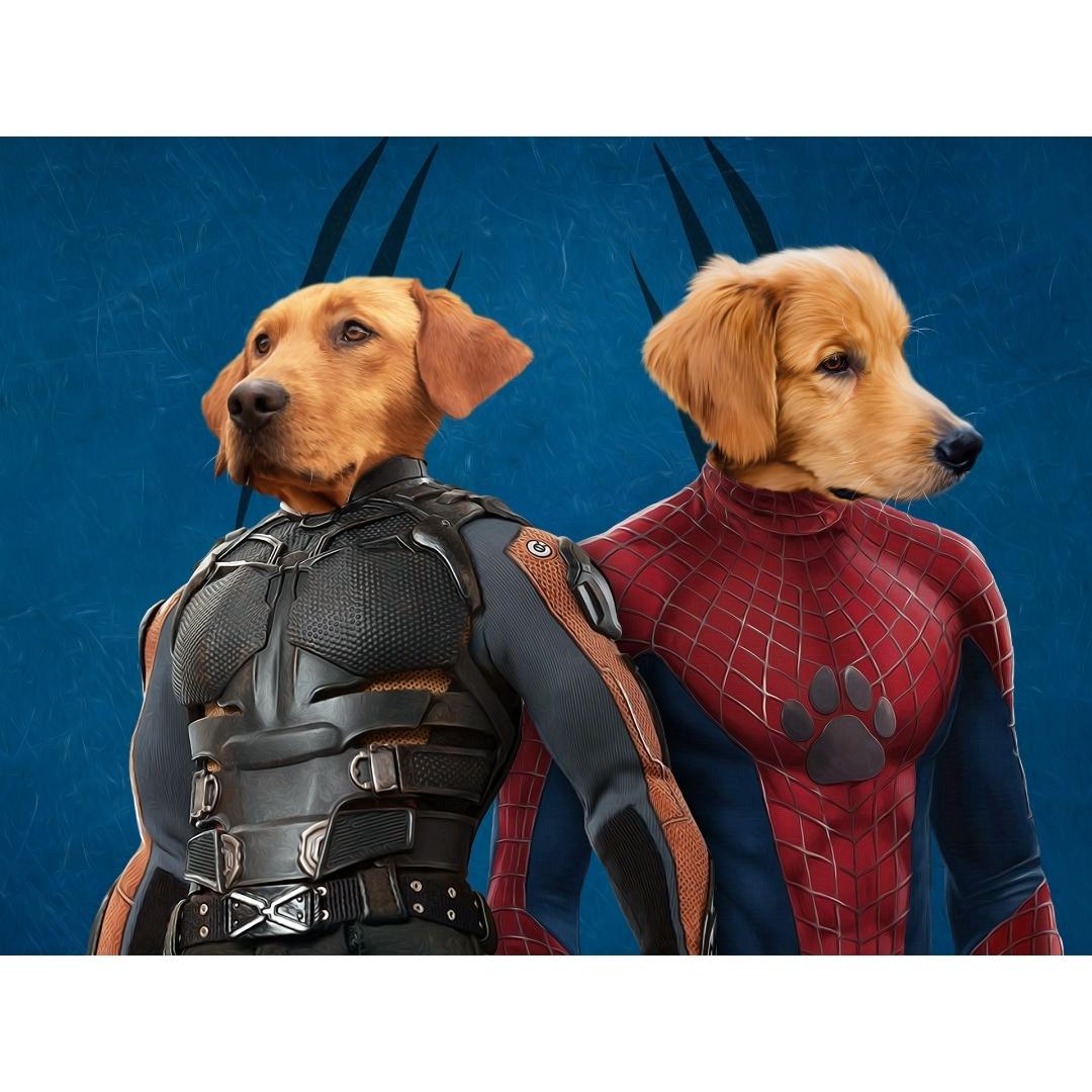 Wolverine & Spider Paw, Paw & Glory, pawandglory, for pet portraits, dog portraits colorful, dog portrait images, paintings of pets from photos, the admiral dog portrait, the general portrait, pet portraits