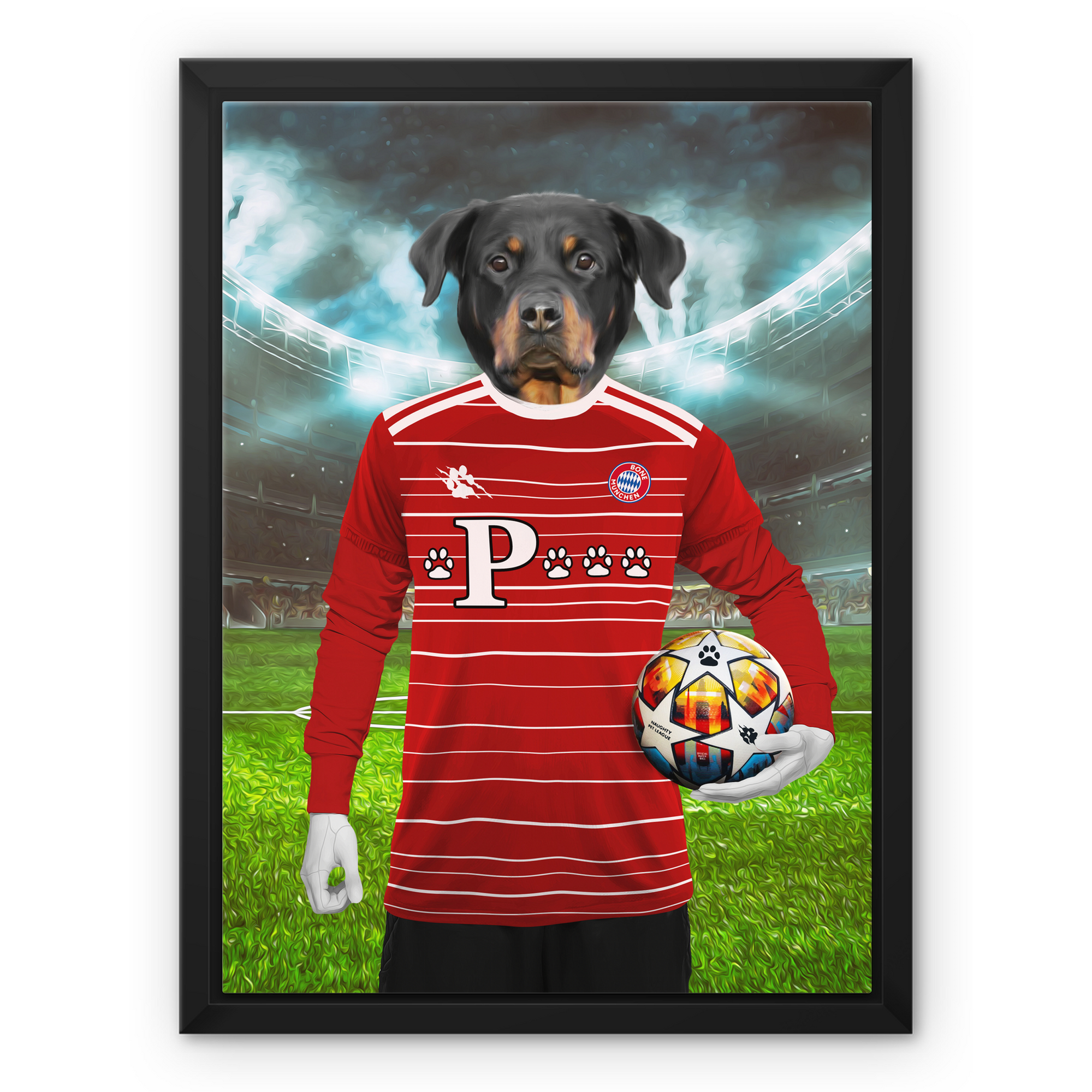 Pawyern Munich Football Club Paw & Glory, pawandglory, minimal dog art, cat picture painting, pet photo clothing, the general portrait, dog portraits as humans, digital pet paintings, pet portraits