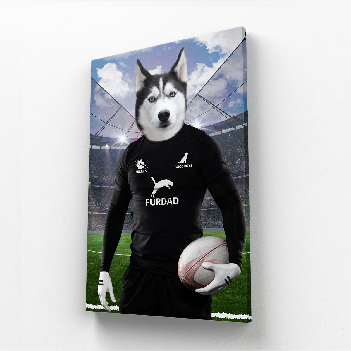New Zealand Rugby Team: Paw & Glory, pawandglory, custom pet painting, dog canvas art, paintings of pets from photos, custom dog painting, pet portraits, funny dog paintings, small dog portrait