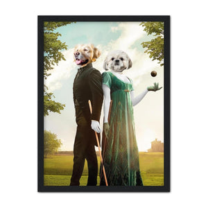 Kate & Anthony (Bridgerton Inspired): Custom Pet Canvas, Paw & Glory, paw and glory, dog in suits custom pet portraits, pet drawings, painting of pets, portrait of pet from photo, dog pet poster, paw painting with dogs,
