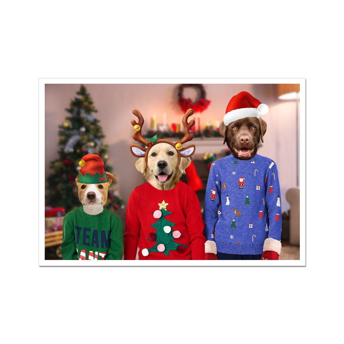 The Kids Christmas: Paw & Glory, pawandglory, custom pet painting, dog canvas art, paintings of pets from photos, custom dog painting, pet portraits, funny dog paintings, small dog portrait