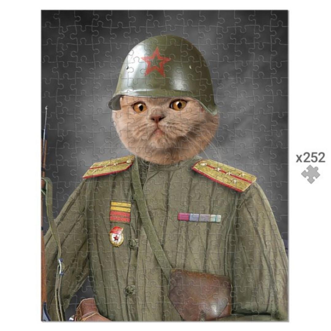 The World War Soldier: Custom Pet Puzzle - Paw and Glory - painting pets, pet portraits in oils, dog portrait painting, Puzzle Pet portraits, pet paintings from photo, cat puzzle art