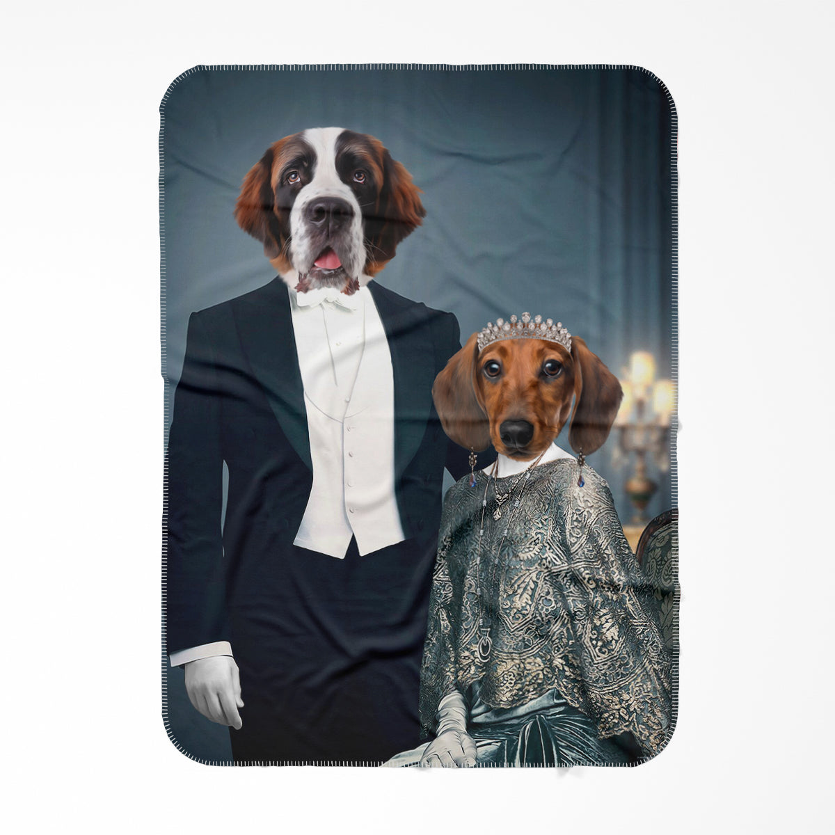 Robert & Cora (Downton Abbey Inspired): Custom Pet Blanket, Paw & Glory, paw and glory, dog caricatures, portrait of pet from photo, Pet gifts, modern pet portraits, oil paintings of dogs  dog and cat paintings,