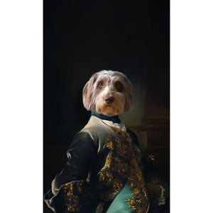 The Aristocrat: Custom Pet Digital Portrait - Paw & Glory, pawandglory, dog astronaut photo, draw your pet portrait, dog and couple portrait, pet photo clothing, pet portrait admiral, for pet portraits, pet portrait