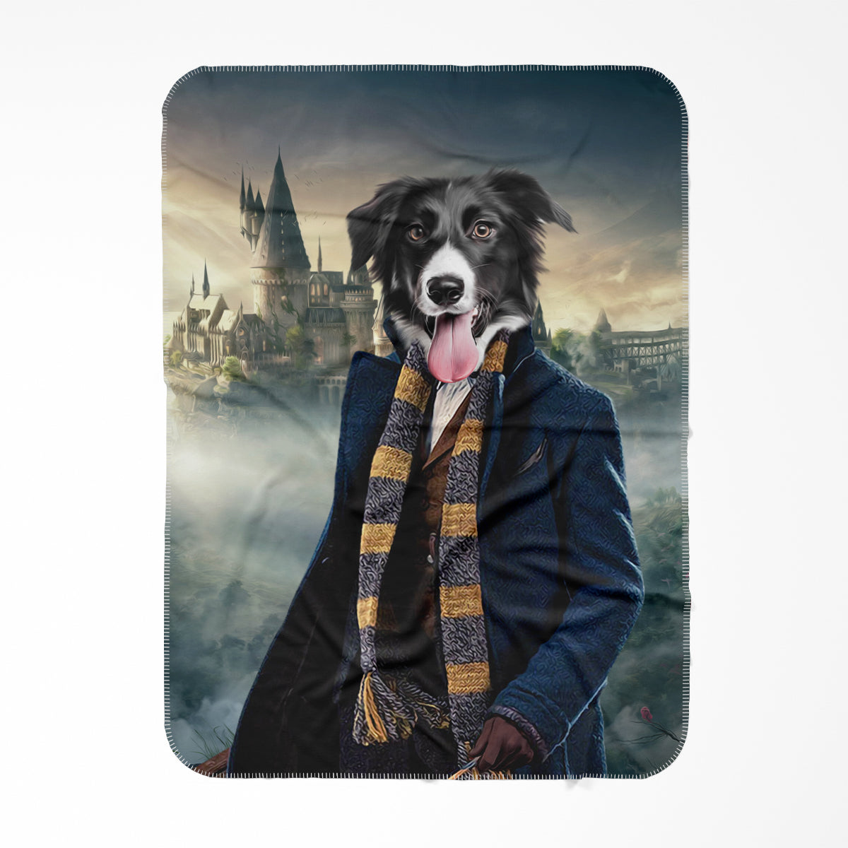 The Clever Wizard (Harry Potter Inspired) Paw & Glory, paw and glory, blanket with your dog on it, pet blanket custom, pet art dog head blanket, best pet photo blanket, pet art blanket, dog picture blanket, Pet Portraits blanket,