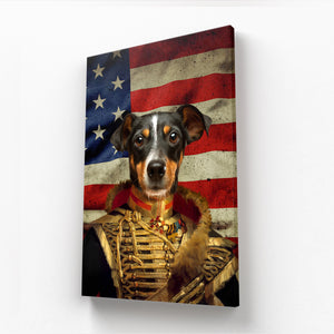 The Colonel USA Flag Edition: Custom Pet Canvas - Paw & Glory - #pet portraits# - #dog portraits# - #pet portraits uk#paw & glory, pet portraits canvas,pet in costume canvas, best pet canvas art, dog canvas art custom, custom dog art canvas, dog canvas personalized