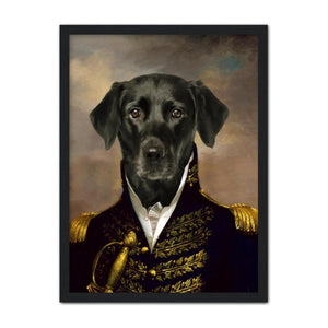 The General: Custom Framed Pet Portrait - Paw & Glory, paw and glory, draw your pet portrait, painting pets, minimal dog art, the admiral dog portrait, dog portraits admiral, drawing dog portraits, pet portrait