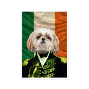 The General Irish Flag Edition: Custom Pet Portrait - Paw & Glory, pawandglory, personalized pet and owner canvas, pet portrait admiral, minimal dog art, best dog artists, drawing dog portraits, pet portraits