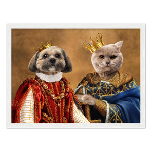 The King & Queen: Custom Pet Portrait - Paw & Glory, paw and glory, pet portrait artists near me, funny custom dog paintings, pet head portraits, painting of your animal, personalized dog canvas, dogs heads on human bodies, pet portrait