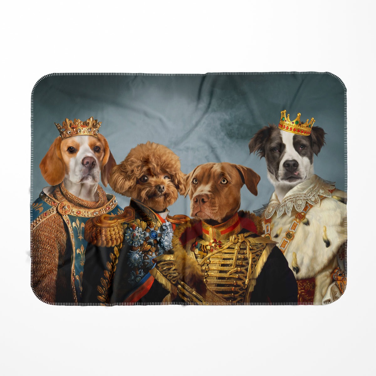 The Male Royals: Custom Pet Blanket, Paw & Glory, Paw and glory, dog and cat paintings, personalised pet art, pet art, dog picture blanket, classic dog paintings