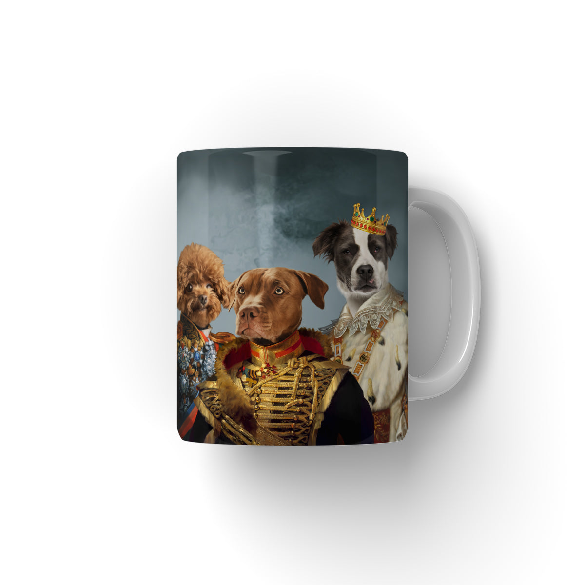 The Male Royals: Custom Pet Mug, Paw & Glory, paw and glory, historical pet portraits uk, pet photo studio, print of your dog, oil paintings of dogs, renaissance dog portraits uk,