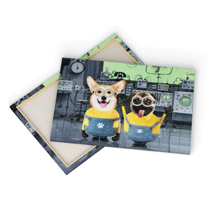 The Naughty Duo (Minions Inspired): Custom Pet Canvas - dog canvas, canvas pets, custom dog photo canvas, dog picture canvas, pet painting from photo, Paw and Glory
