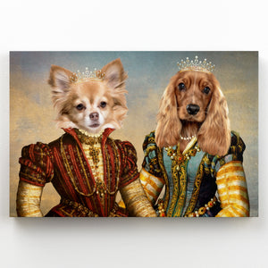 The Princesses: Custom Pet Canvas - Paw & Glory - #pet portraits# - #dog portraits# - #pet portraits uk#paw & glory, pet portraits canvas,dog pictures on canvas, dog wall art canvas, pet photo canvas, personalized dog and owner canvas uk, the pet canvas