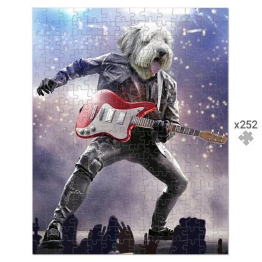 The Rock Star: Custom Pet Puzzle:Paw & Glory, paw and glory, best dog artists, aristocrat dog painting, dog drawing from photo, pet portraits leeds, dog portrait background colors, drawing dog portraits, pet portrait