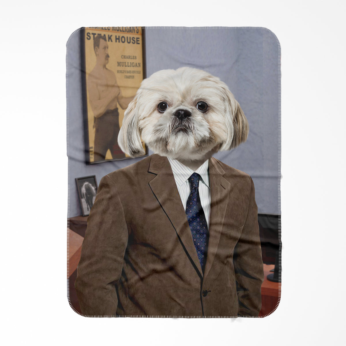 The Ron (Parks and Recreation Inspired) Paw & Glory, pawandglory, personalised dog blanket, pet throw blankets, blanket with dog on it, pet blanket, personalized blankets for dogs, dog photo blanket, Pet Portrait blanket,