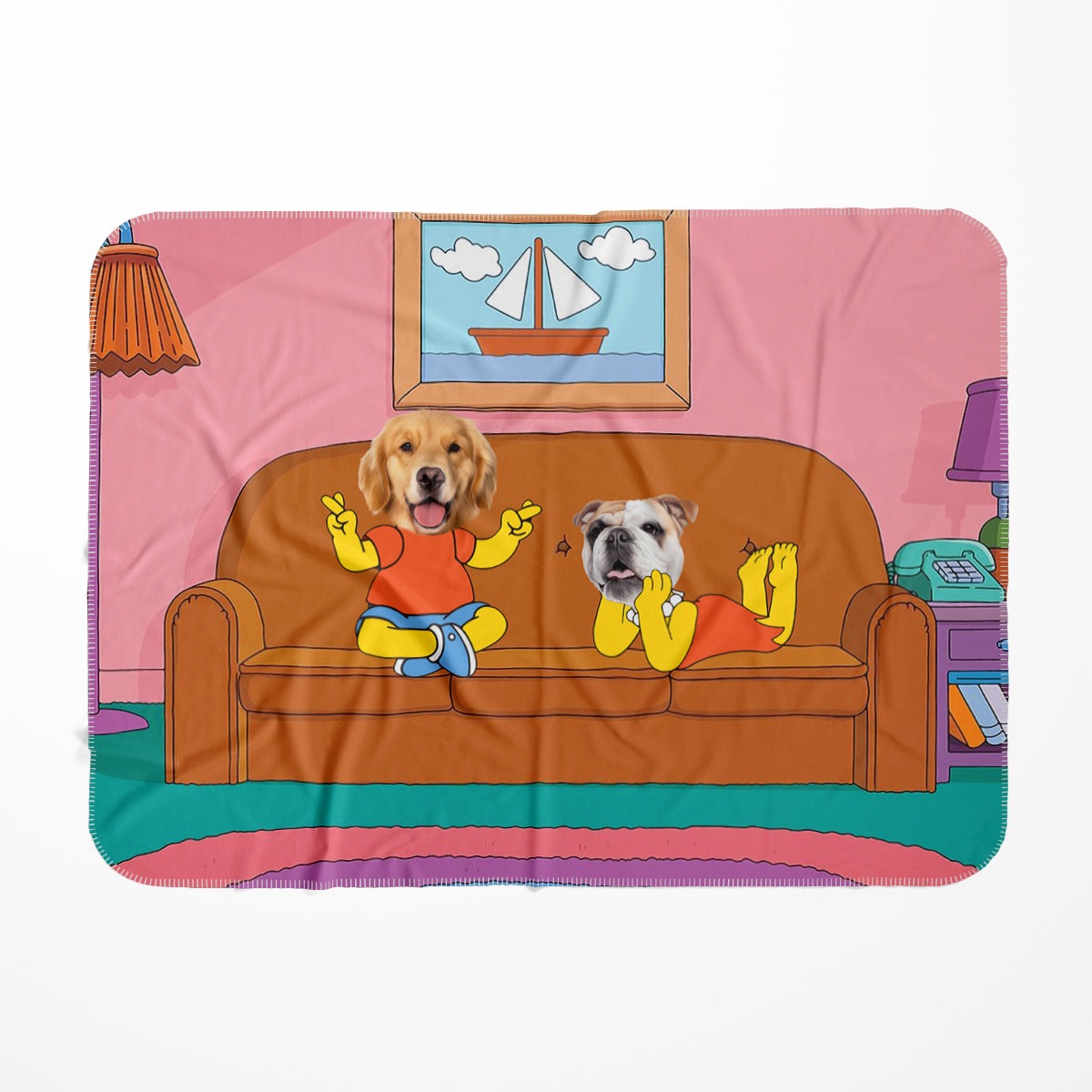The Simpson (Bart and Lisa): Paw & Glory, pawandglory, blanket with your dog on it, dog picture blanket, custom cat blanket, custom pet blanket, personalized dog blanket, custom dog blanket, Pet Portrait blanket,