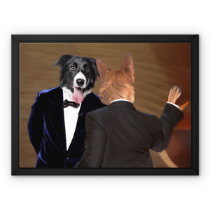 The Slap: Custom Pet Canvas, Paw & Glory, paw and glory,dog canvas, portraits of dogs, portraits dogs, dog paintings, professional dog portraits, Crownandpaw,