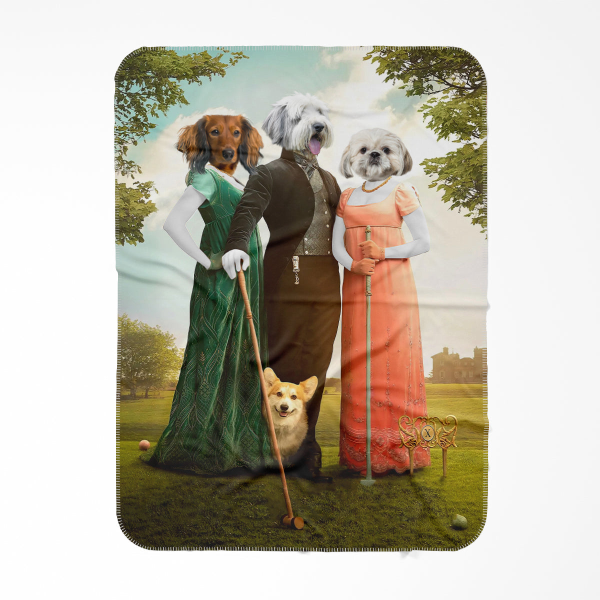 The Trio (Bridgerton Inspired): Custom Pet Blanket, Paw & Glory, paw and glory, personalised cat blanket, dog head blanket, dog photo art, Anniversary gifts, Pet gifts