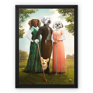 The Trio (Bridgerton Inspired): Custom Pet Canvas, Paw & Glory, paw and glory, dog portrait paintings, pet portraits from photos, pet portraits painted, custom dog paintings, pet photos on canvas, dog canvas,
