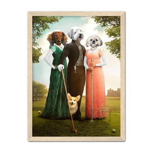 The Trio (Bridgerton Inspired): Custom Pet Portrait, Paw & Glory, paw and glory, puppy paintings, dog paintings from photo, custom pet, pawandglory, petportraits, art pet portraits,