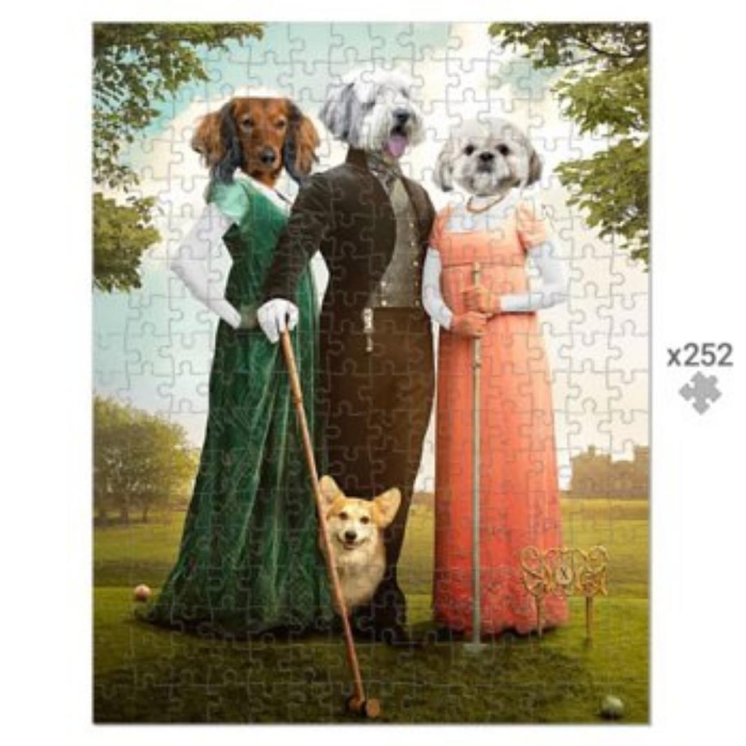 The Trio (Bridgerton Inspired): Custom Pet Puzzle, Paw & Glory, paw and glory, pet photograph, posh pet portraits, painting pet portraits, picture pet puzzle, portrait pets