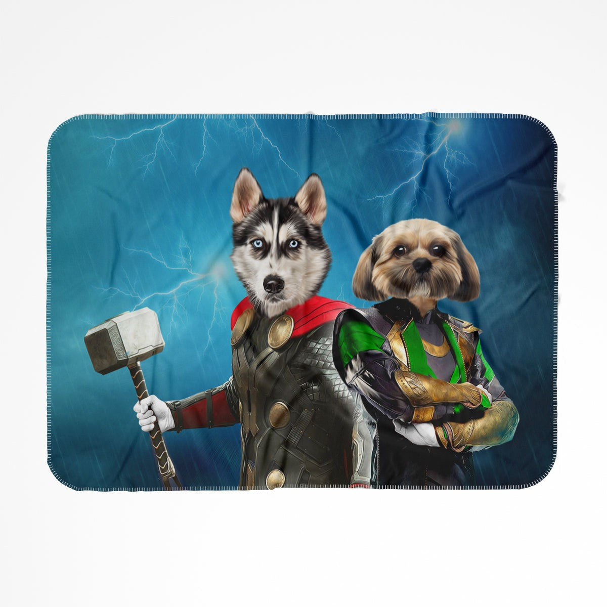 Thor & Loki: Custom Pet Blanket, Paw & Glory, paw and glory, personalised cat blanket, dog head blanket, dog photo art, Anniversary gifts, Pet gifts