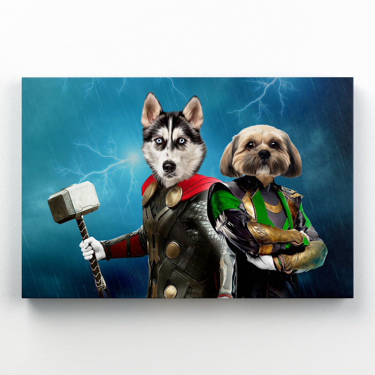 Thor & Loki: Custom Pet Canvas, Paw & Glory, paw and glory, dog canvas, canvas pets, custom dog photo canvas, dog picture canvas, pet painting from photo