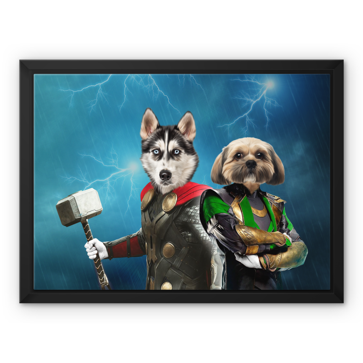 Thor & Loki: Custom Pet Canvas, Paw & Glory, paw and glory, dog canvas, canvas pets, custom dog photo canvas, dog picture canvas, pet painting from photo