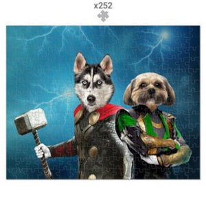 Thor & Loki: Custom Pet Puzzle, Paw & Glory, paw and glory, professional pet photos, paintings of pets, dog caricatures, pet portraits paintings, Puzzle Pet portraits uk