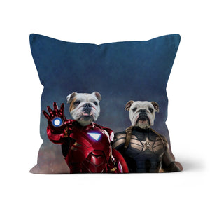 Iron Paw & Captain Pawmerica, Paw & Glory, pawandglory, Pet Portrait cushion, dog personalized pillow, pillows with dogs picture, custom printed pillows, my pet pillow, customized throw pillows, photo dog pillows