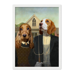American Gothic: Custom Pet Portrait - Paw & Glory: paw and glory, for pet portraits, painting of your dog, professional pet photos, best dog paintings, animal portrait pictures, hogwarts dog houses, pet portrait