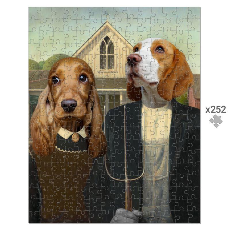 American Gothic: Custom Pet Puzzle - Paw & Glory: personalised dog print, admiral pet portraits, pet portrait artists, personalised cat puzzle, painted portraits of pets