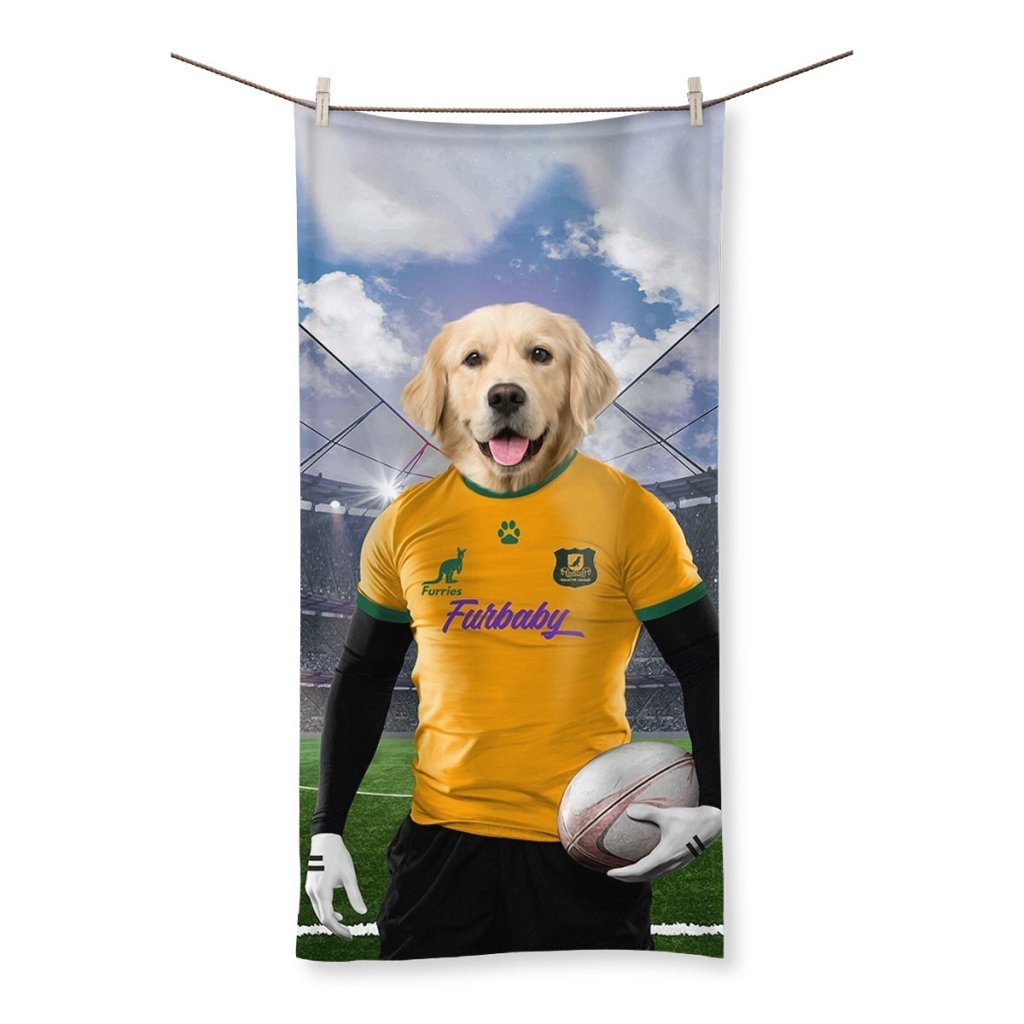 Australia Rugby Team: Custom Pet Towel - Paw & Glory - #pet portraits# - #dog portraits# - #pet portraits uk#