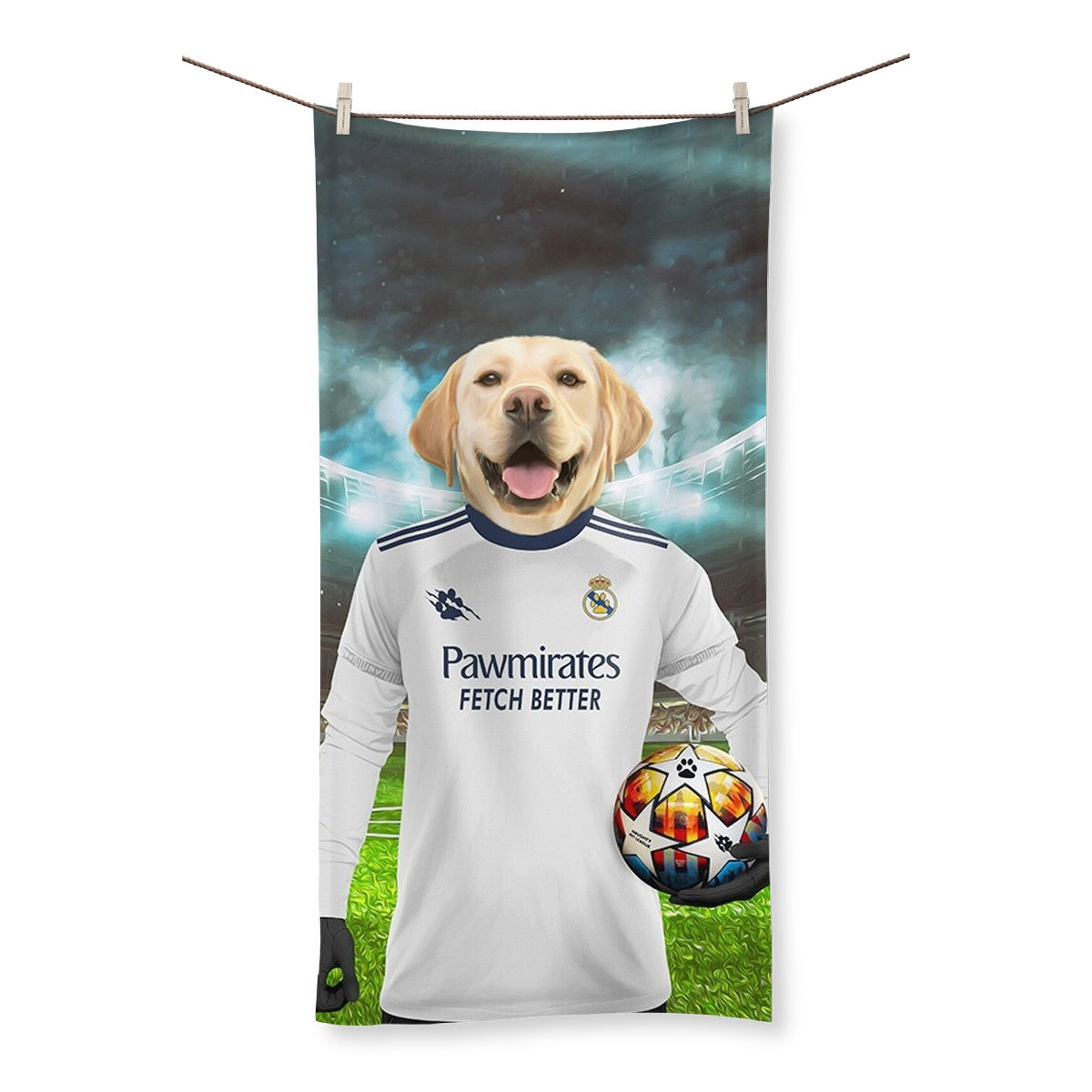 Real Pawdrid Football Club Paw & Glory, paw and glory, blanket with pets face, personalised blankets for dogs, dog printed blanket, custom pet photo blanket, custom pet blanket, paw blanket, Pet Portrait blanket,