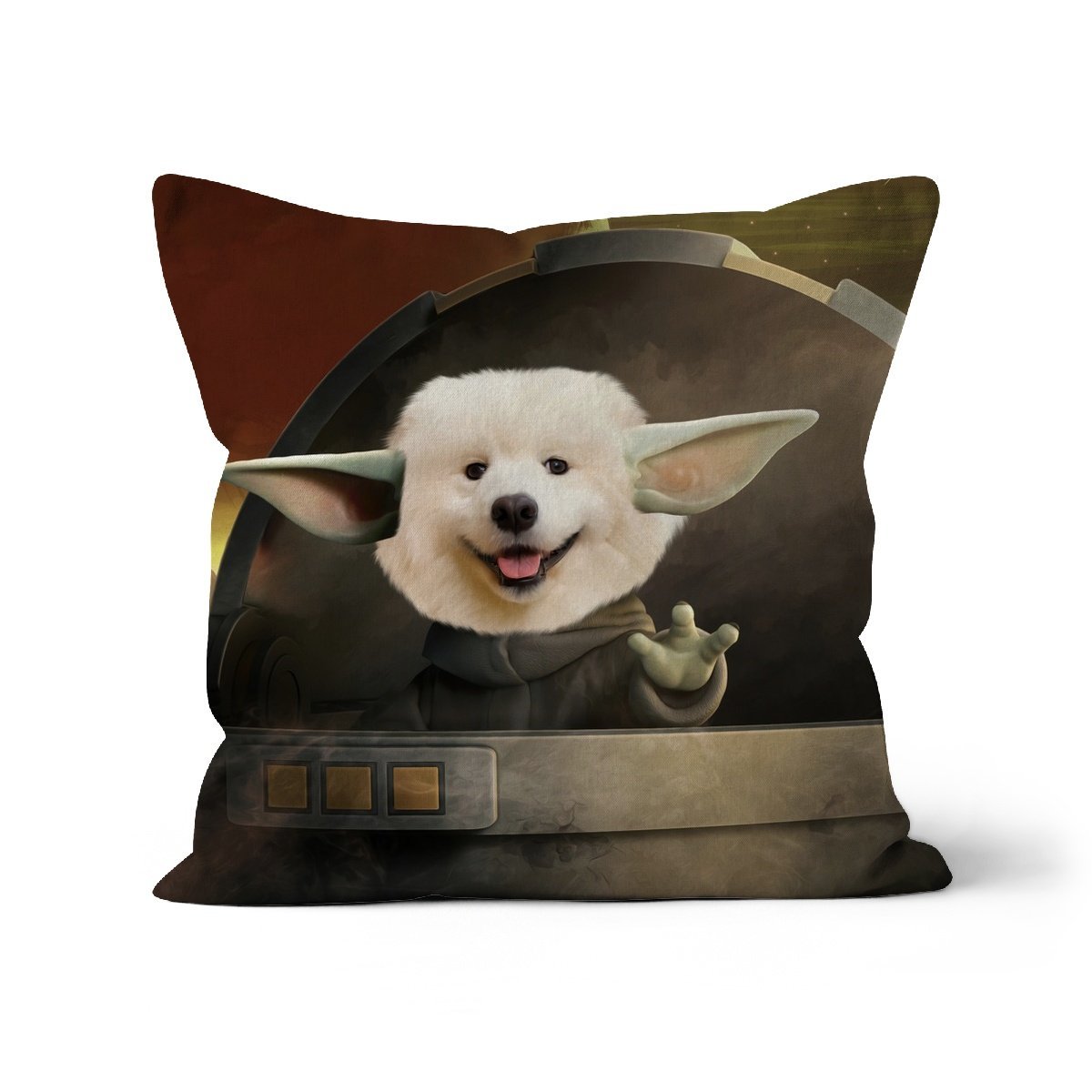 Baby Yoda: Custom Pet Cushion - Paw & Glory - #pet portraits# - #dog portraits# - #pet portraits uk#pawandglory, pet art pillow,pup pillows, pillows of your dog, pillow personalized, print pet on pillow, pet face pillow