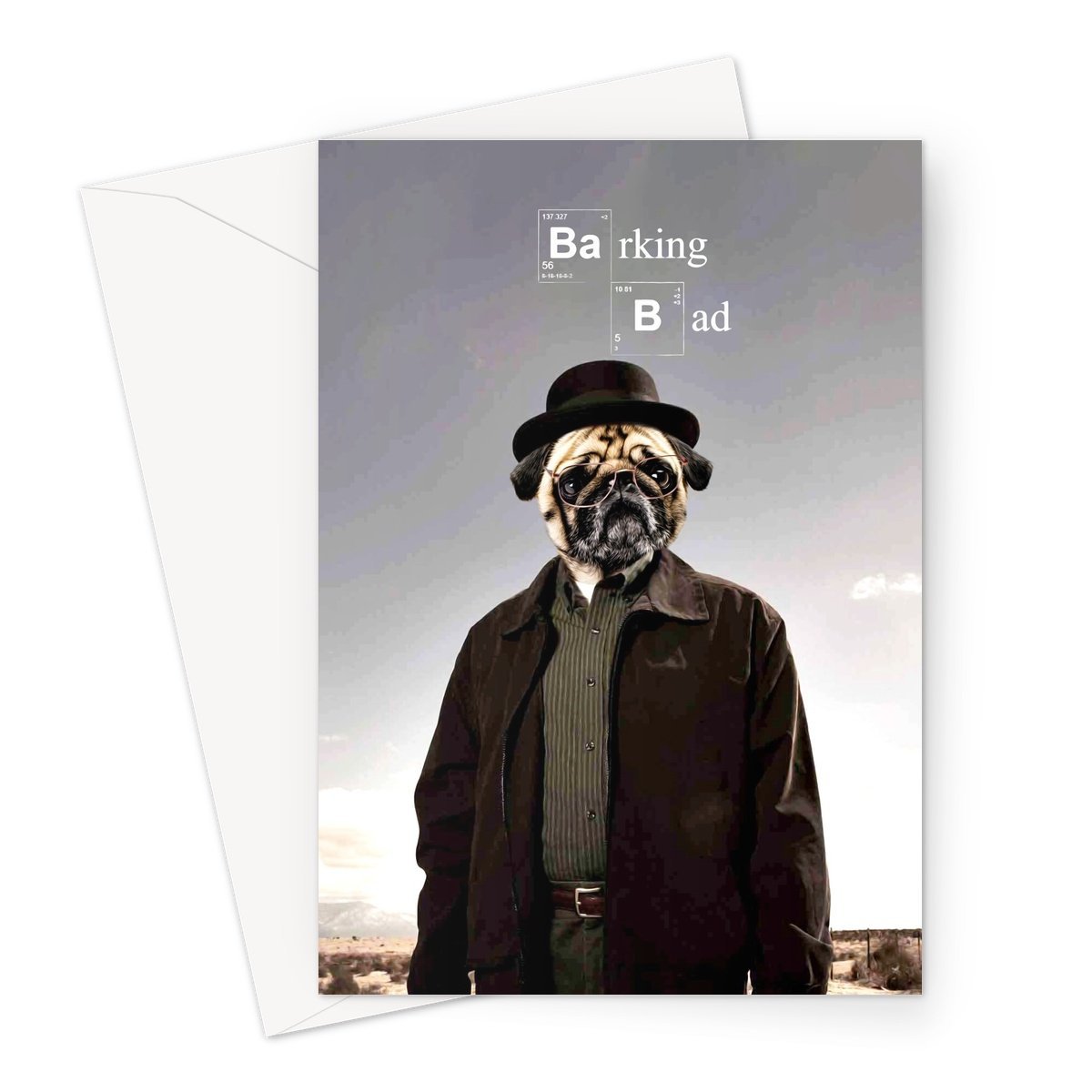 Barking Bad: Custom Pet Greeting Card - Paw & Glory - paw and glory, aristocrat dog painting, dog portraits as humans, painting pets, dog and couple portrait, aristocrat dog painting, paintings of pets from photos, pet portraits