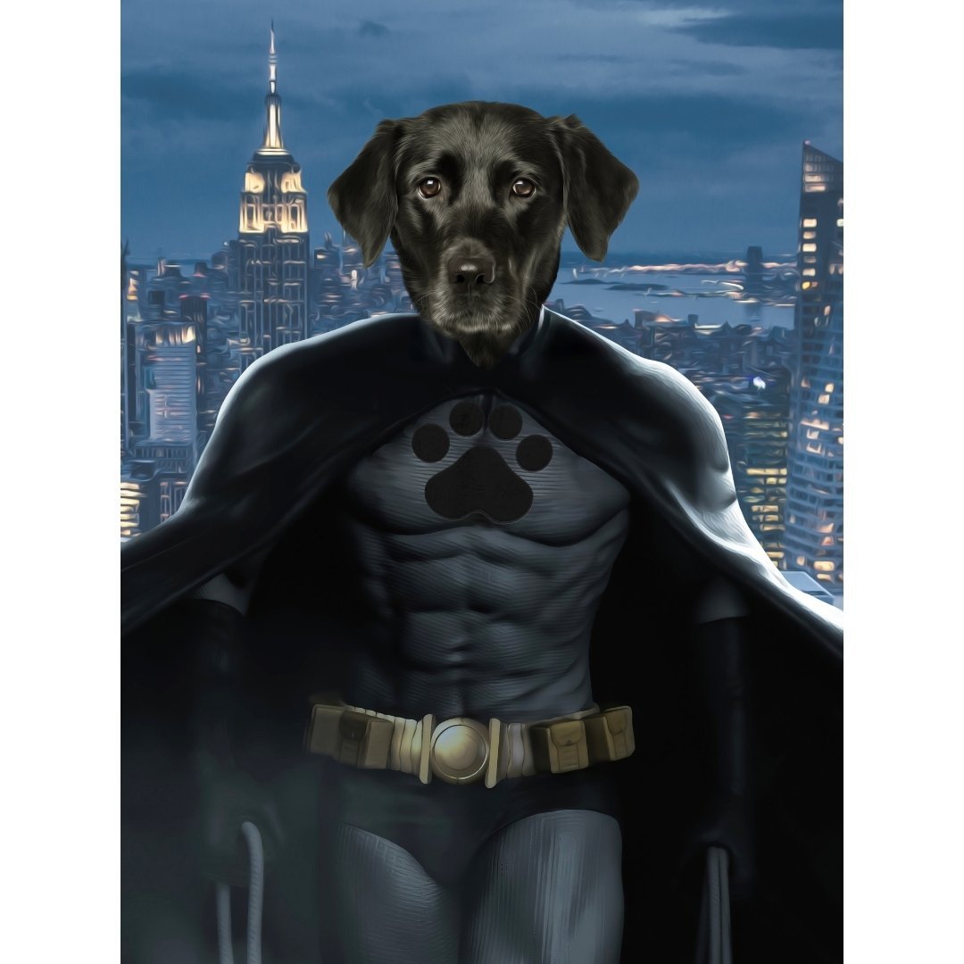 Batman: Custom Digital Pet Portrait - PPaw & Glory, pawandglory, dog portraits as humans, dog portrait painting, custom pet painting, in home pet photography, aristocratic dog portraits, painting pets, pet portrait