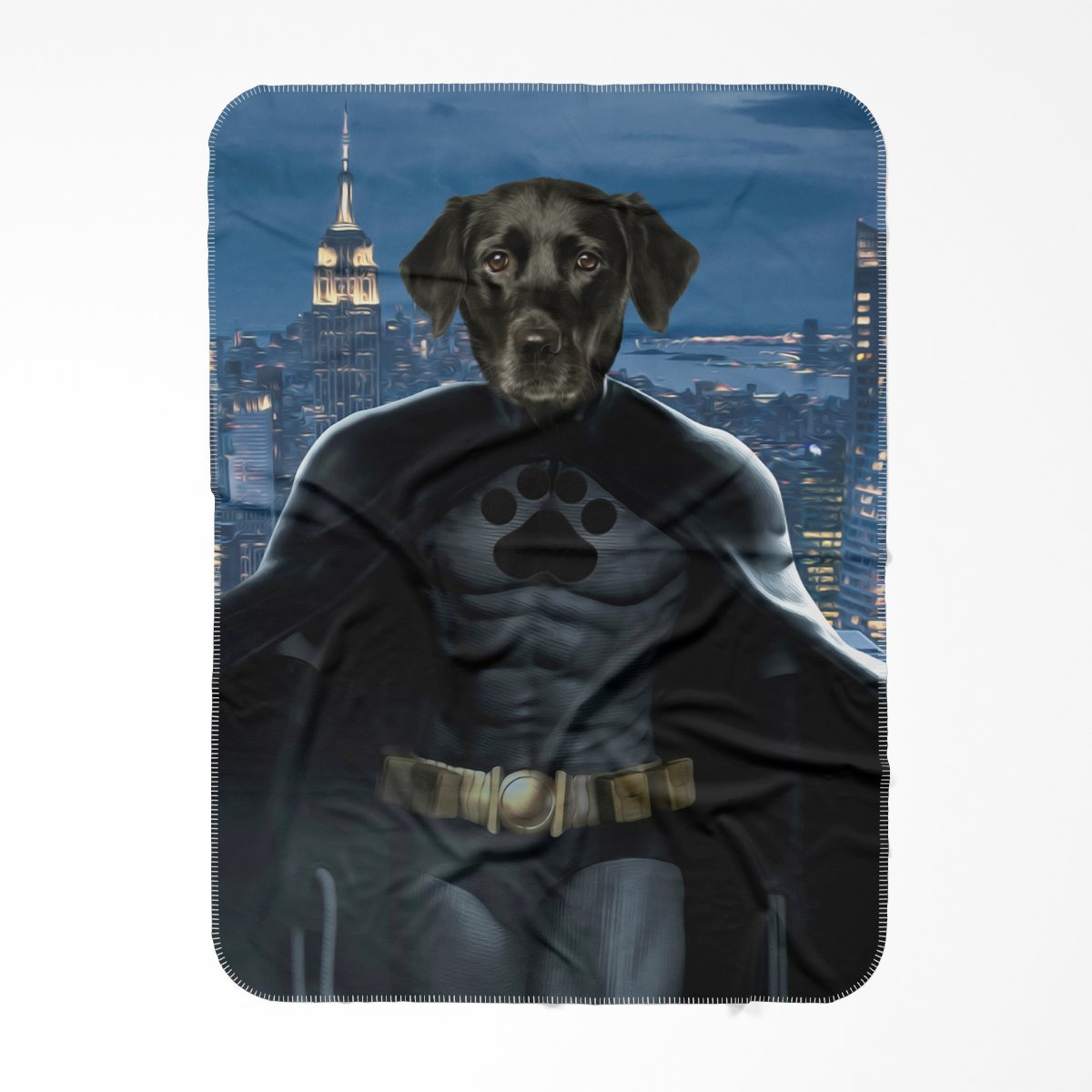 Batman: Custom Pet Blanket - Paw & Glory - #pet portraits# - #dog portraits# - #pet portraits uk#Paw and glory, Pet portraits blanket, red dog blanket, blanket with dogs face, dog picture on blanket, dog photo blanket, blanket with dogs on