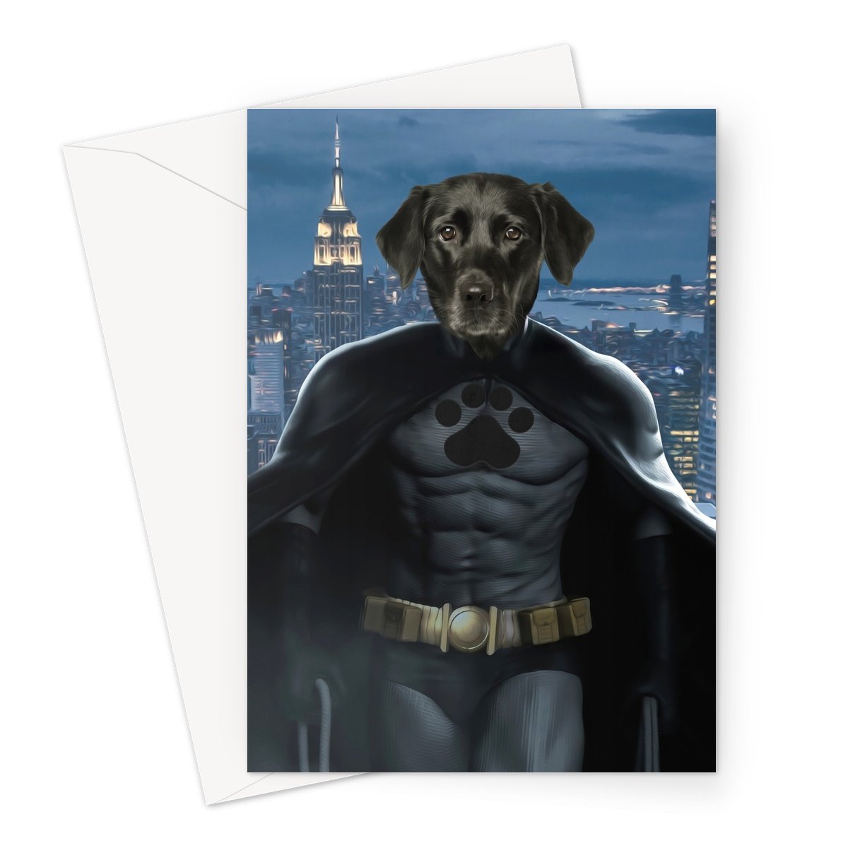 Batman: Custom Pet Greeting Card - Paw & Glory - pawandglory, dog portraits admiral, pet portraits in oils, dog and couple portrait, dog portraits singapore, dog drawing from photo, dog portrait painting, pet portrait