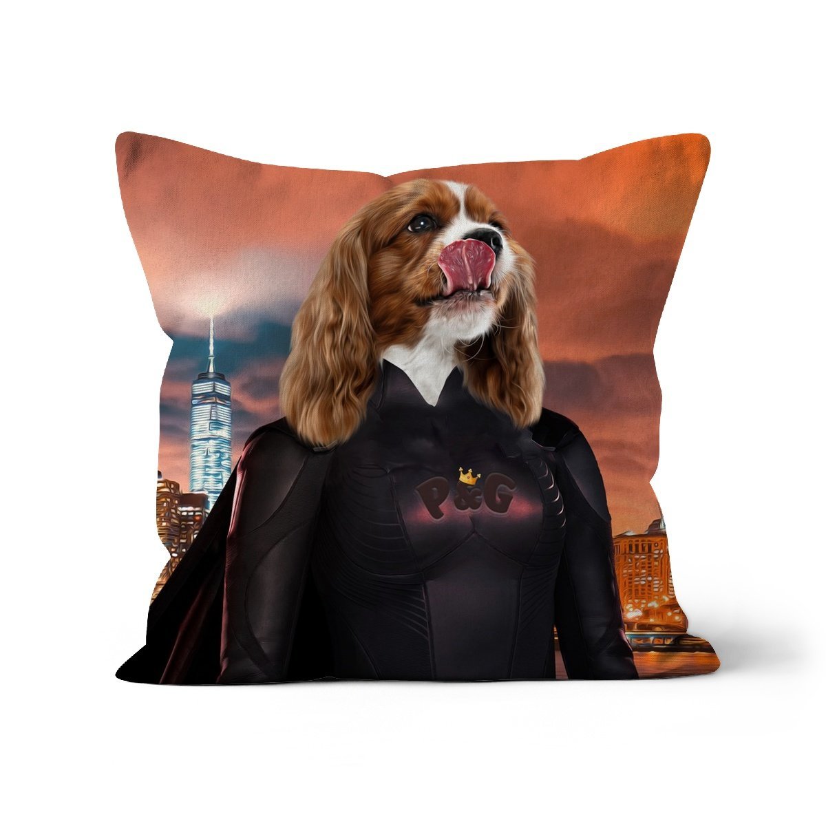Batwoman: Custom Pet Cushion - Paw & Glory - #pet portraits# - #dog portraits# - #pet portraits uk#paw & glory, custom pet portrait pillow,pillows of your dog, pillow with pet picture, print pet on pillow, pet face pillow, pup pillows