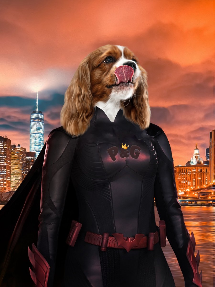 Batwoman: Custom Pet Digital Portrait - Paw & Glory, pawandglory, dog drawing from photo, pet portraits usa, the general portrait, pictures for pets, digital pet paintings, dog drawing from photo, pet portrait