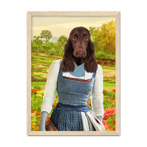 Belle (Beauty & The Beast Inspired): Custom Pet Portrait - Paw & Glory, pawandglory, dog canvas art, drawing dog portraits, dog portrait painting, dog canvas art, dog portrait background colors, dog portraits colorful, pet portrait