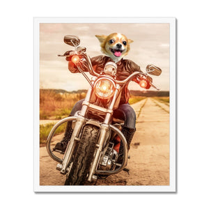 Biker Chick: Custom Pet Framed Print - Paw & Glory, paw and glory, small dog portrait, aristocratic dog portraits, original pet portraits, custom pet paintings, best dog paintings, custom animal portraits, pet portraits