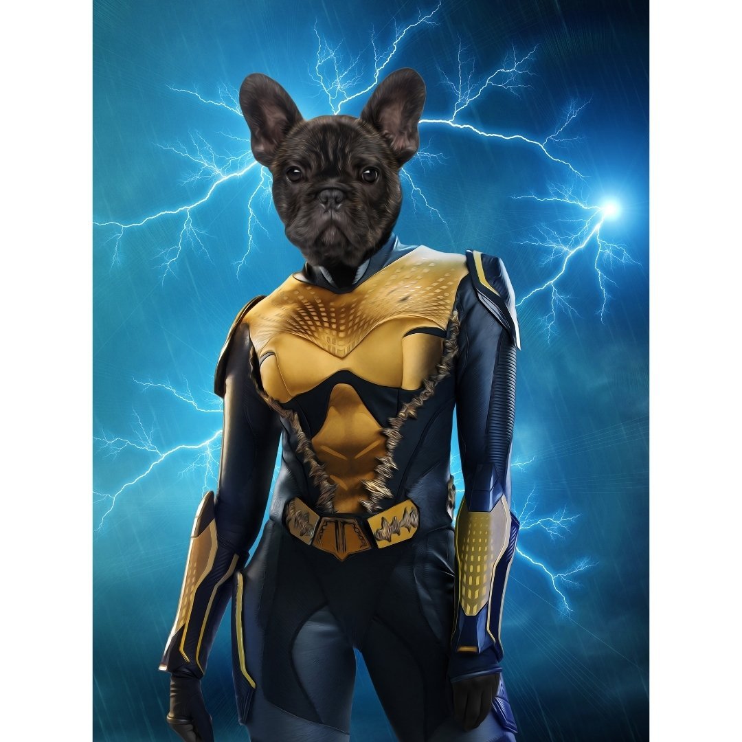 Black Lightening (Marvel Inspired): Custom Digital Pet Portrait - Paw & Glory, pawandglory, drawing pictures of pets, the admiral dog portrait, drawing pictures of pets, dog portraits colorful, personalized pet and owner canvas, best dog artists, pet portrait